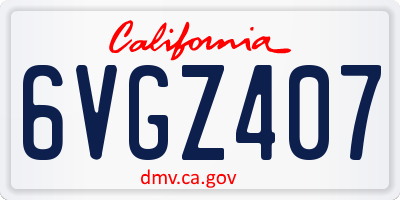 CA license plate 6VGZ407