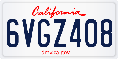 CA license plate 6VGZ408