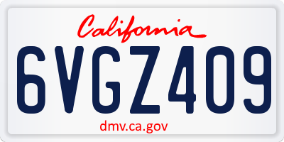 CA license plate 6VGZ409