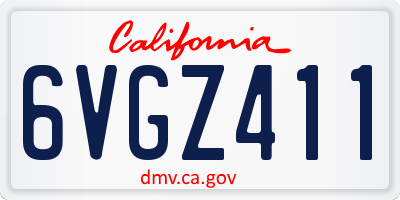CA license plate 6VGZ411
