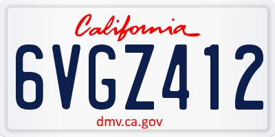 CA license plate 6VGZ412