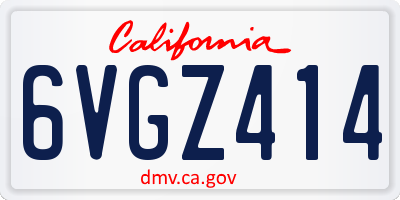 CA license plate 6VGZ414
