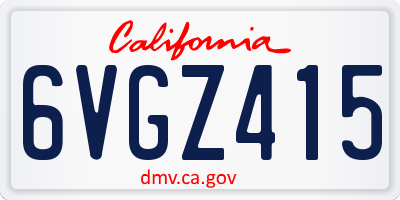 CA license plate 6VGZ415