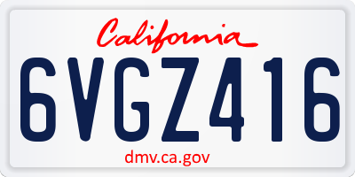 CA license plate 6VGZ416