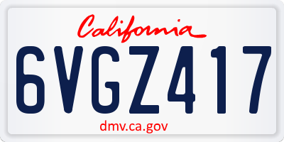 CA license plate 6VGZ417