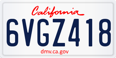 CA license plate 6VGZ418