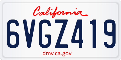 CA license plate 6VGZ419