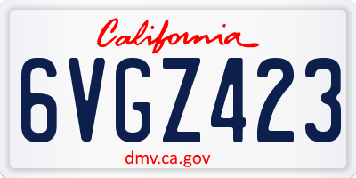 CA license plate 6VGZ423