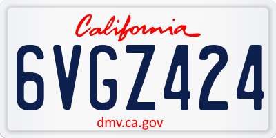 CA license plate 6VGZ424