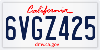 CA license plate 6VGZ425