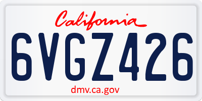 CA license plate 6VGZ426