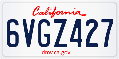 CA license plate 6VGZ427