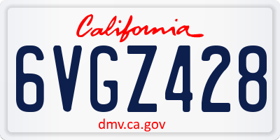 CA license plate 6VGZ428