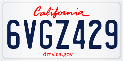 CA license plate 6VGZ429