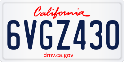 CA license plate 6VGZ430