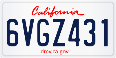 CA license plate 6VGZ431