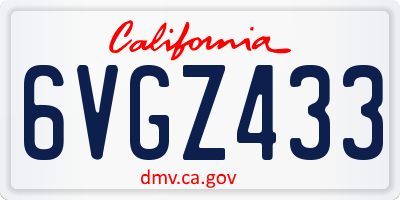 CA license plate 6VGZ433