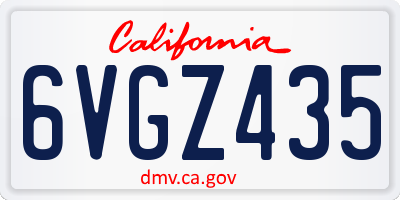 CA license plate 6VGZ435
