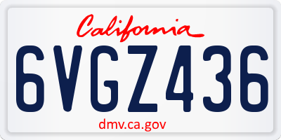 CA license plate 6VGZ436