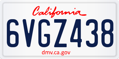CA license plate 6VGZ438