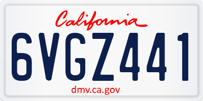 CA license plate 6VGZ441