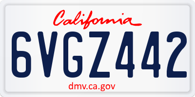 CA license plate 6VGZ442