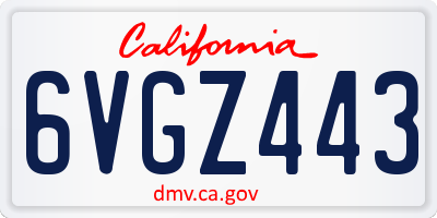CA license plate 6VGZ443
