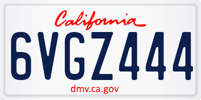 CA license plate 6VGZ444