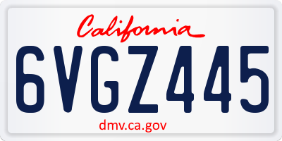 CA license plate 6VGZ445