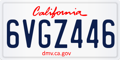 CA license plate 6VGZ446