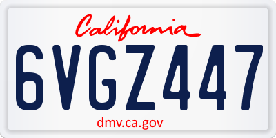 CA license plate 6VGZ447