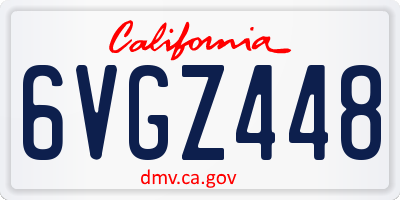 CA license plate 6VGZ448