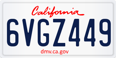CA license plate 6VGZ449