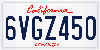 CA license plate 6VGZ450
