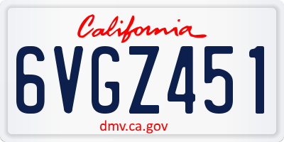 CA license plate 6VGZ451