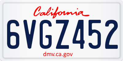 CA license plate 6VGZ452