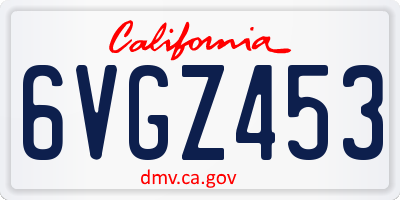 CA license plate 6VGZ453
