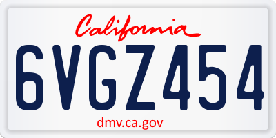 CA license plate 6VGZ454