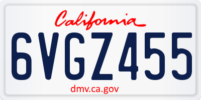 CA license plate 6VGZ455