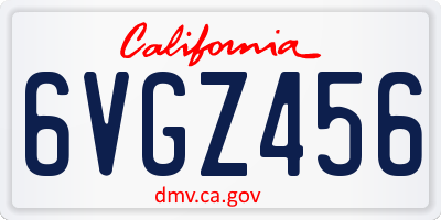 CA license plate 6VGZ456