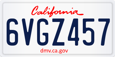 CA license plate 6VGZ457