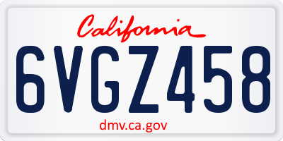 CA license plate 6VGZ458