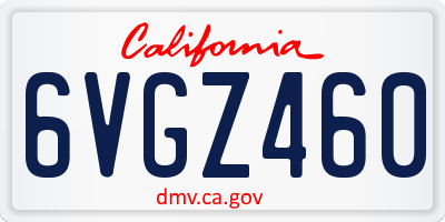 CA license plate 6VGZ460