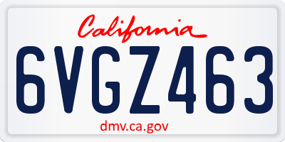 CA license plate 6VGZ463