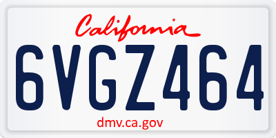CA license plate 6VGZ464
