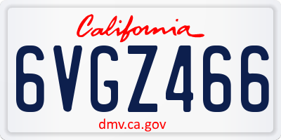 CA license plate 6VGZ466