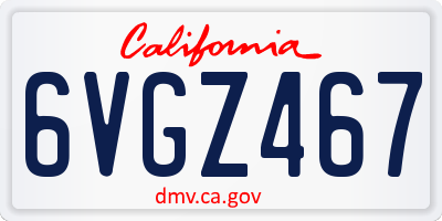 CA license plate 6VGZ467