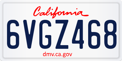 CA license plate 6VGZ468