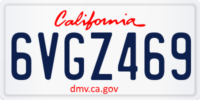 CA license plate 6VGZ469