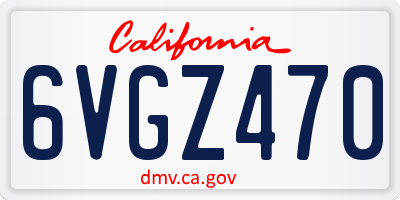 CA license plate 6VGZ470
